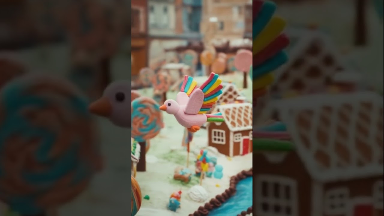 Peaches Pink bird marshmallow in candy world 