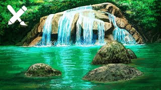 Relaxing Sleep Music & Waterfall Art Animation "Starlight Night" by Yuriy Melnyk