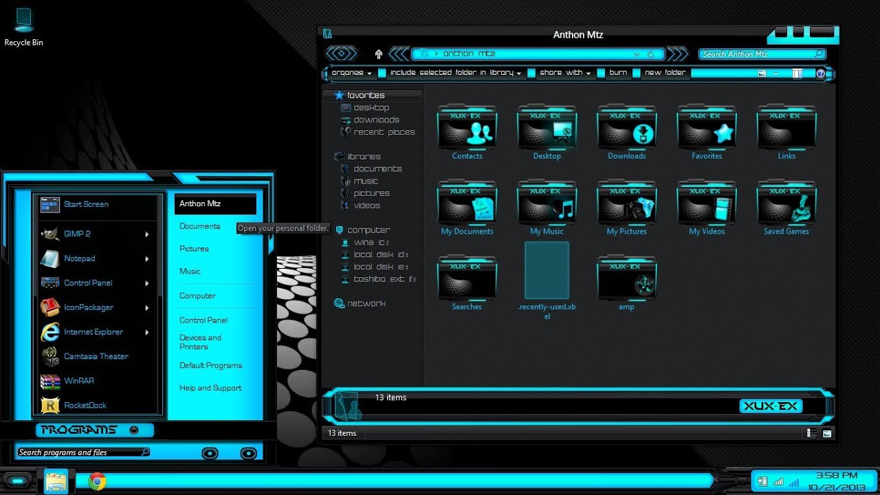 windows 8 themes black blue xux ek