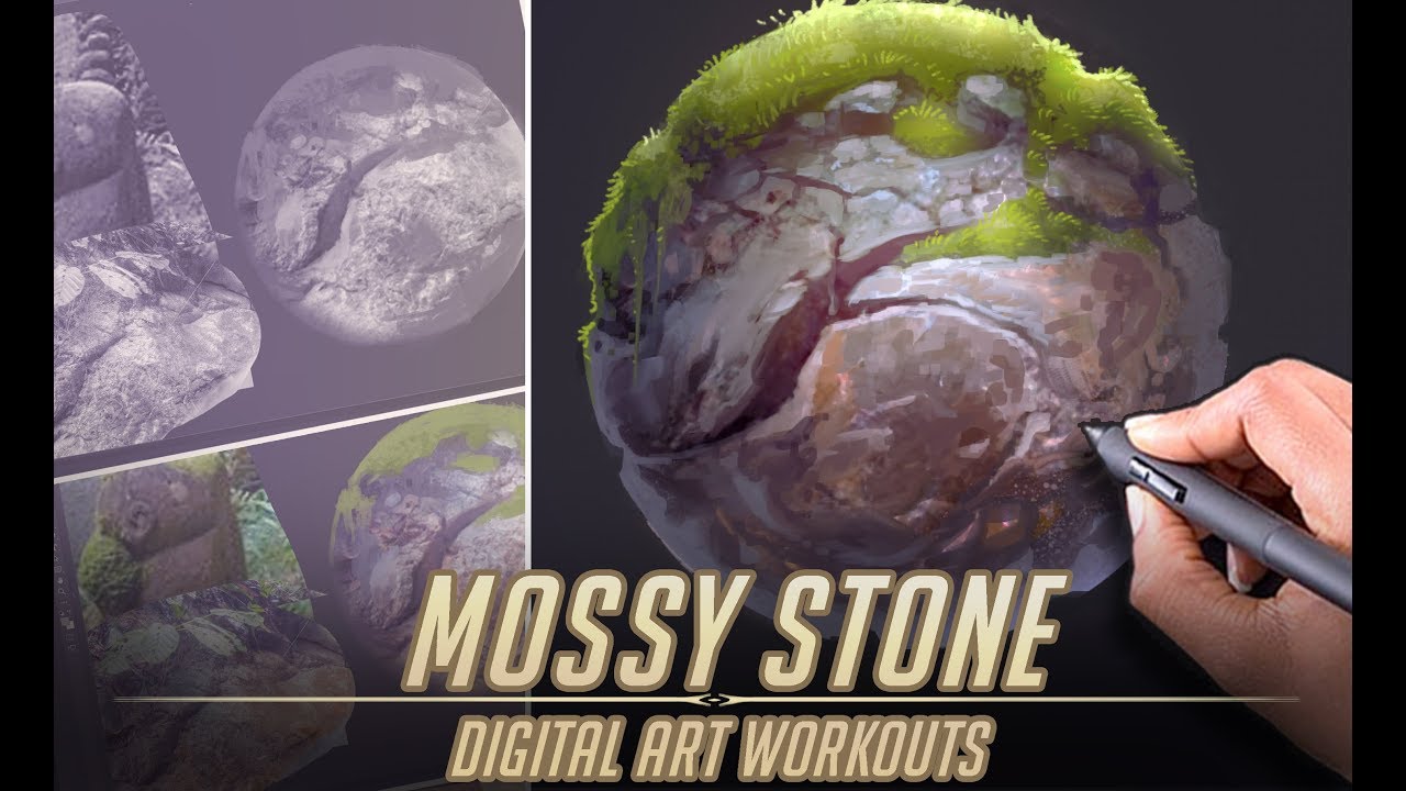 Mossy Stone Material Study Digital Art Workouts 3 Photoshop Youtube