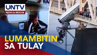 Truck, Lumambitin Sa Tulay Matapos Banggain Ng Isa Pang Sasakyan; Insidente, Nahuli-Cam