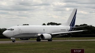 West Atlantic Boeing 737-300 G-JMCL Take Off at Cambridge Airport