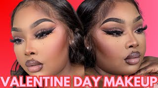 VALENTINE DAY MAKEUP| CUT CREASE CAT EYE| JUVIAS PLACE PALLETS| PINK BLUSH ON W.O.C