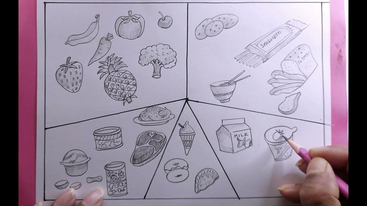 how-to-draw-healthy-food-healthy-food-drawing-youtube
