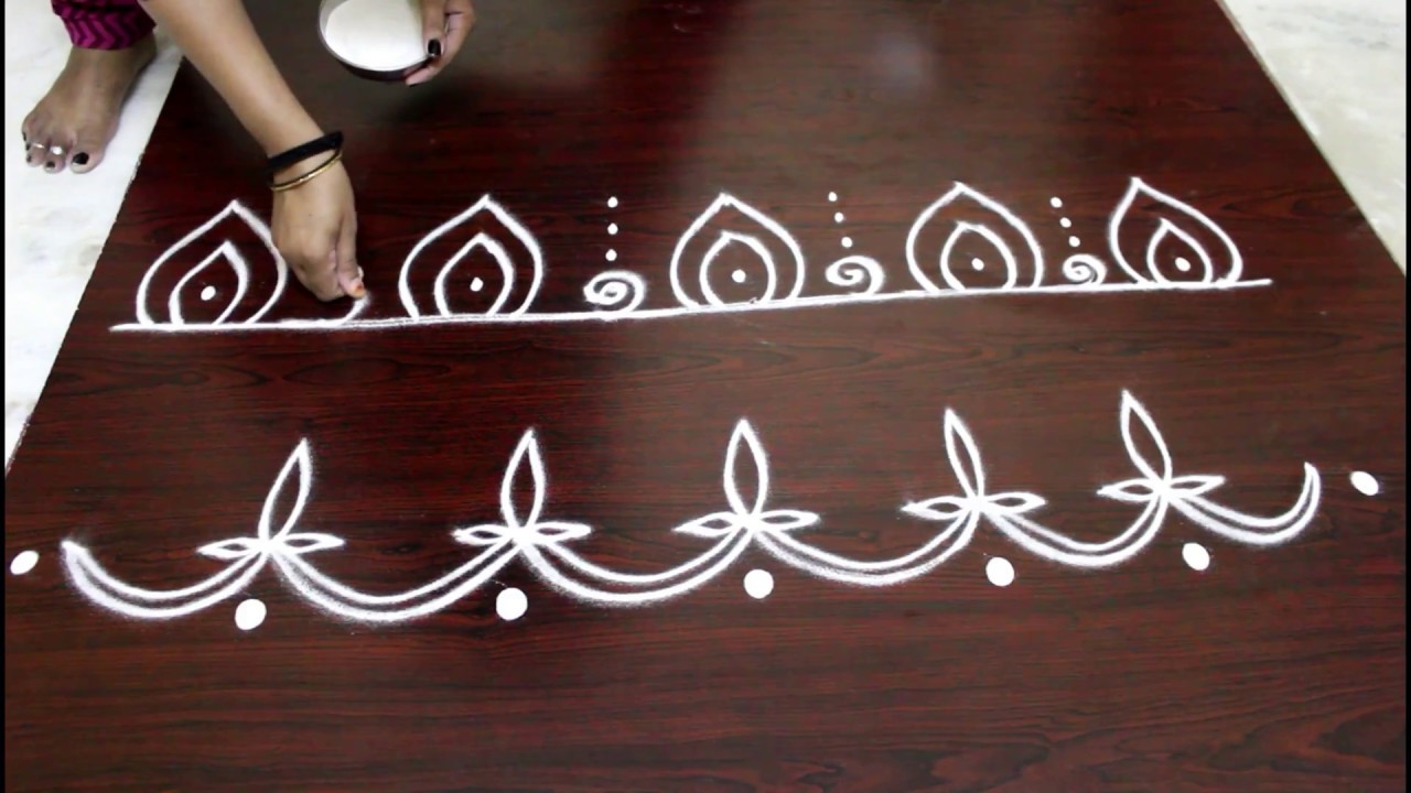 border designs- free hand rangoli - YouTube