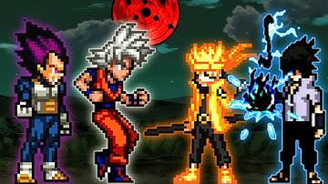 Goku DBS 3.5 OP(All Form) & TND Vegeta Ultra Ego OP VS Sasuke Rinnegan V2 OP & Naruto Rikudou OP