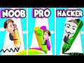 Can We Go NOOB vs PRO vs HACKER In PENCIL RUSH 3D!? (ALL LEVELS!) Prezley