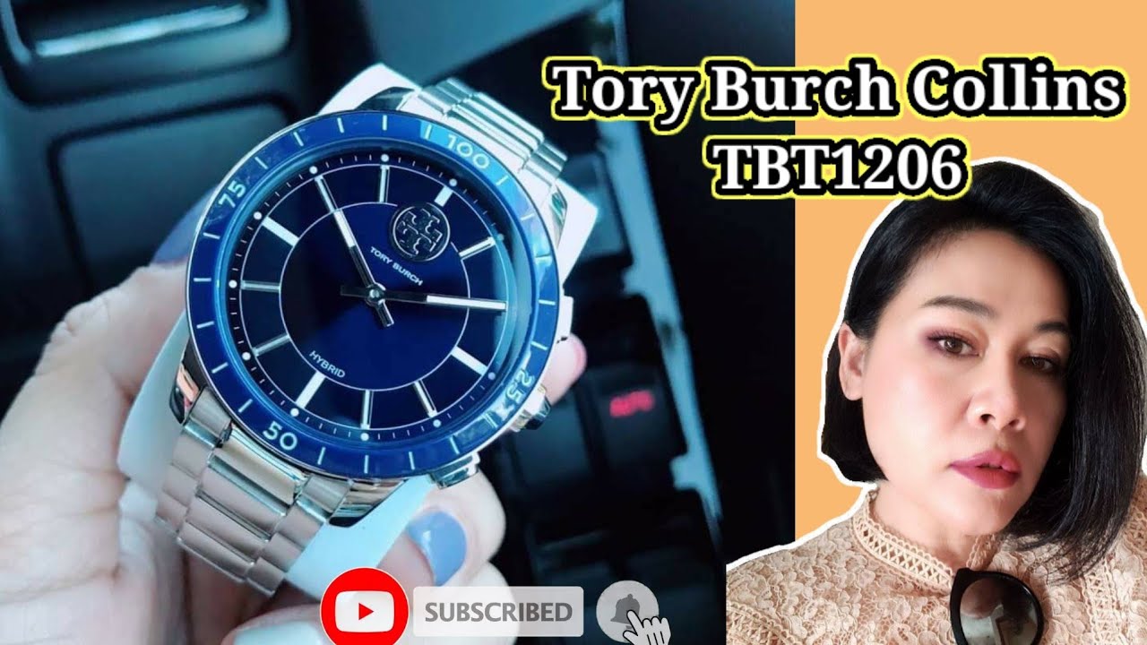 นาฬิกาแบรนด์ Tory Burch Collins TBT1206 Blue Dial Hybrid Silver Smartwatch  ปัด 38 มม. - YouTube