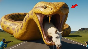 Brave Heroes Save Poor Horse From Ferocious Giant Python’s Attack🐍