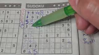 (#8634) Friday Four Stars Sudoku puzzle. Bonus Extra edition. 05-31-2024 Extra part 2 of 4