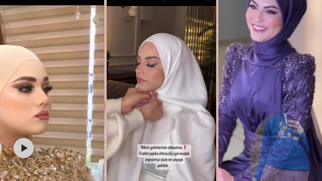 لفات حجاب روتين طرحة العروسة التركي #عروسه #محجبات