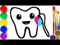 Рисование зубов и зубной щетки для детей | Drawing teeth and toothbrushes for children