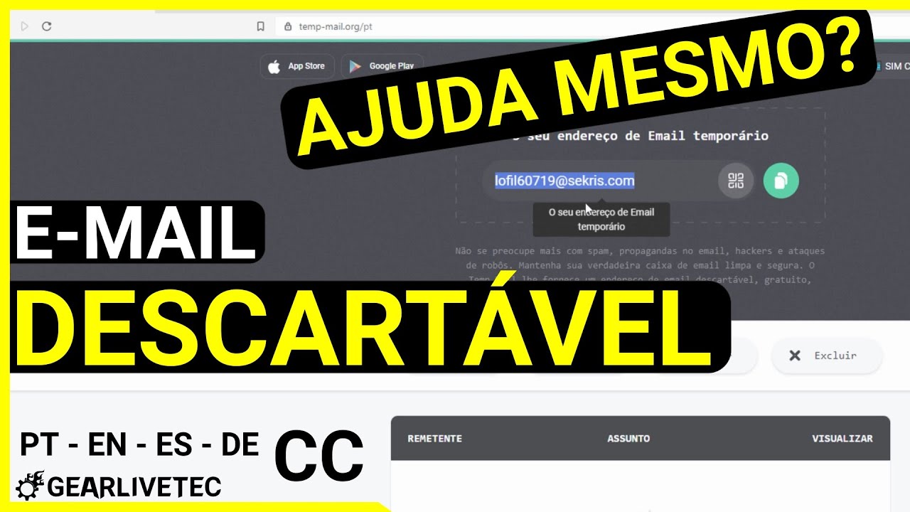 Como Criar E-mail DESCARTÁVEL. E-mail TEMPORÁRIO para Android Windows  Computador ou IOS 