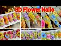 simple 3D acrylic nail art. 3D Flower Nails art. easy 3d nail Design.