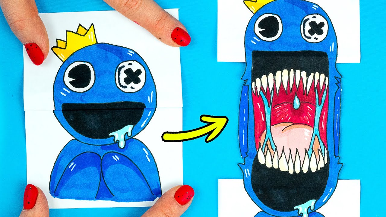 Paper Craft DIY - Rainbow friends Blue 😍😍😍 -->   #rainbowfriends #blue #cartoon #fanart  #animation #stopmotion #papercrafts