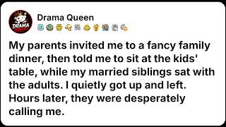My Parents Sat Me At The Kids' Table While My Married Siblings Sat With The Adults.