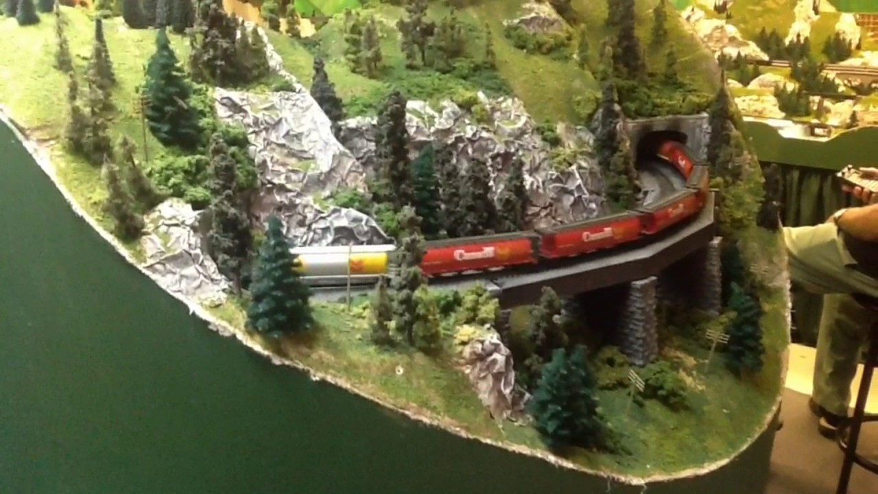 N Scale Trains on my Friend's Massive Canadian Rocky 