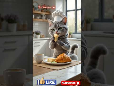 #cat#subscribe#cute#cutecat#funny #cutepet#cats#delicious#wow#eating#breakfast#cheese#croissant#wow