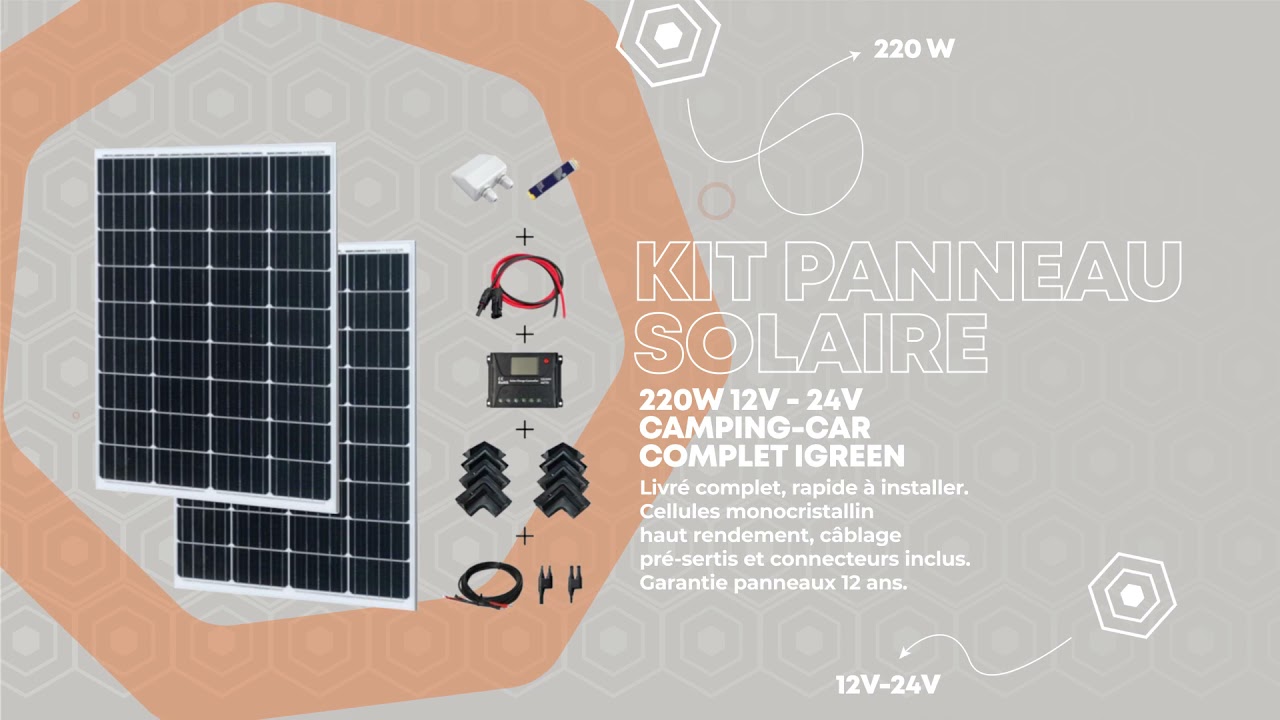 Kit complet panneau solaire SOUPLE 140W Haute performance Camping-car