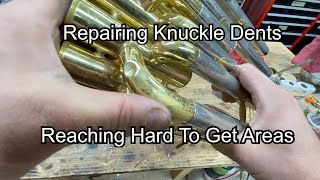 Repairing Tuba Knuckle Dents- band instrument repair- Wes lee music repair