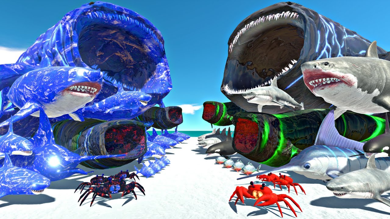 Sea Monsters Fights | Dark Ice Itself vs Aquatics - Animal Revolt Battle Simulator