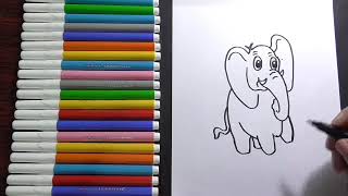 تعليم الرسم | رسم فيل بطريقه سهله جدا | رسم سهل