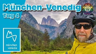 Radfernweg München Venedig 2023, Tag 4, Toblach - Farra d´Alpago (111km) Mit E-bike über die Alpen.