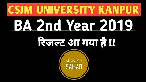 CSJM UNIVERSITY KANPUR BA 2nd Year 2019 result declare