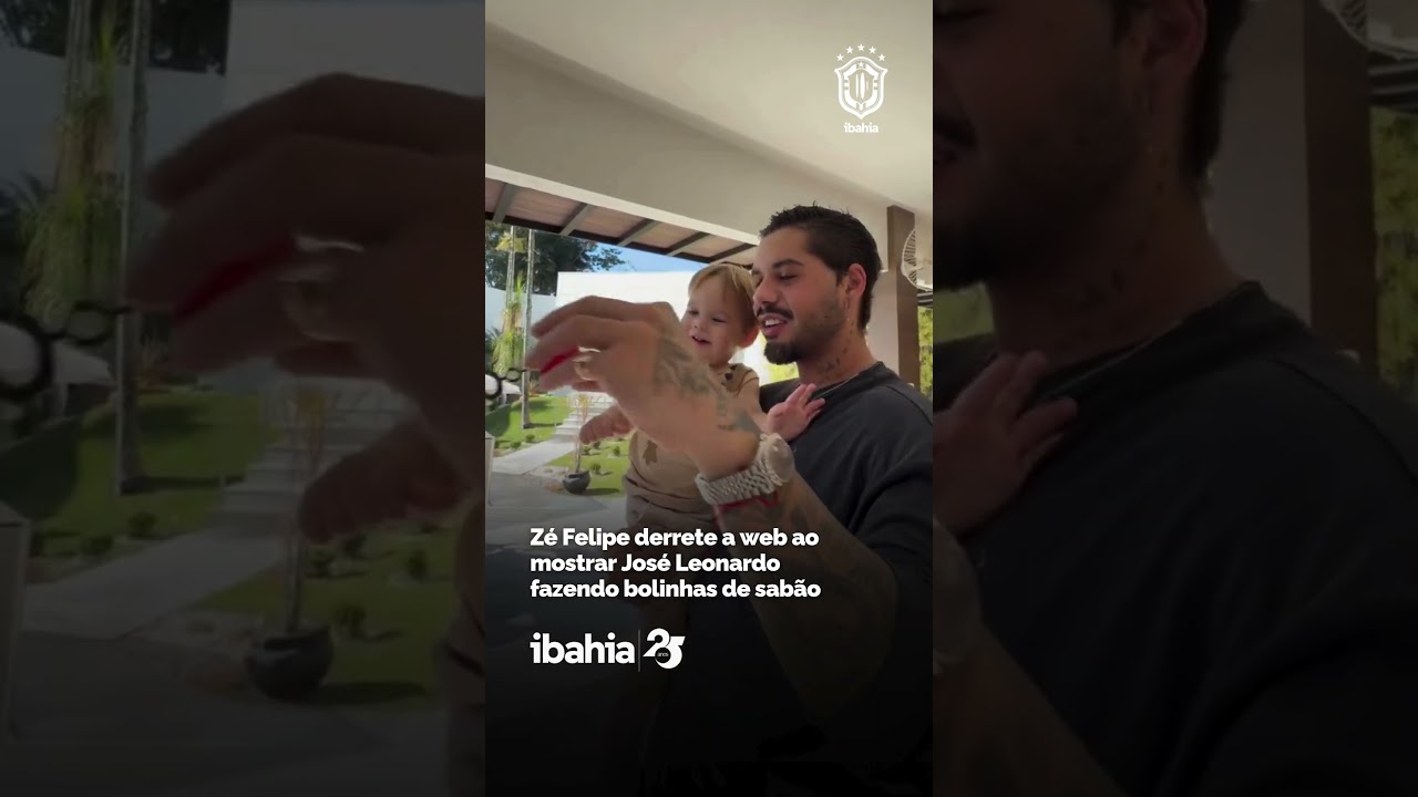 Zé Felipe derrete a web ao mostrar José Leonardo fazendo bolinhas de sabão 