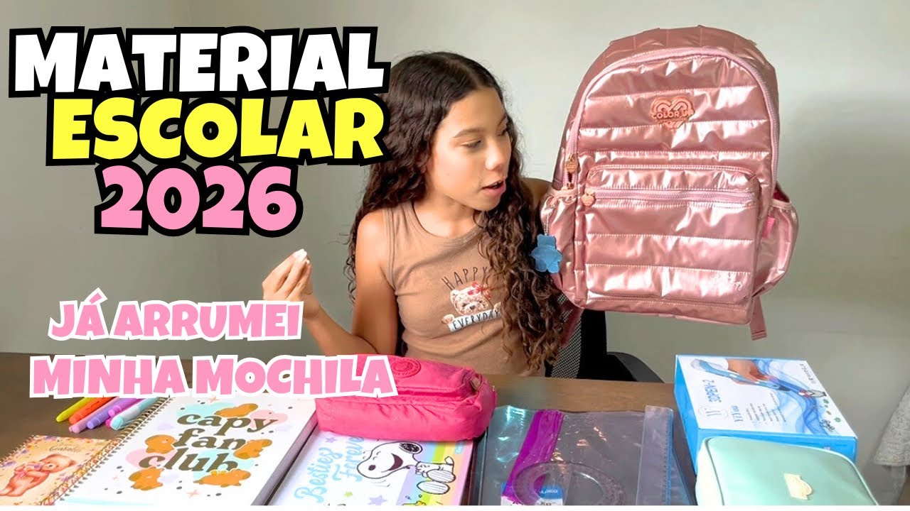 MOSTRANDO MEU MATERIAL ESCOLAR 2026 | caderno, estojo, canetas, marca texto, mochila 
