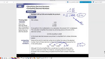 Saxon Math L.44 Simplifying Decimal Numbers/Comparing Decimal Numbers
