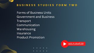 Introduction To Business Studies Form 2