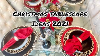 CHRISTMAS TABLESCAPE IDEAS 2021 #leopardprint #animalprint #black #red #gold #christmasinjuly