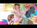 Amazing!! Little girl LIORA is very interested in the toy car wheels