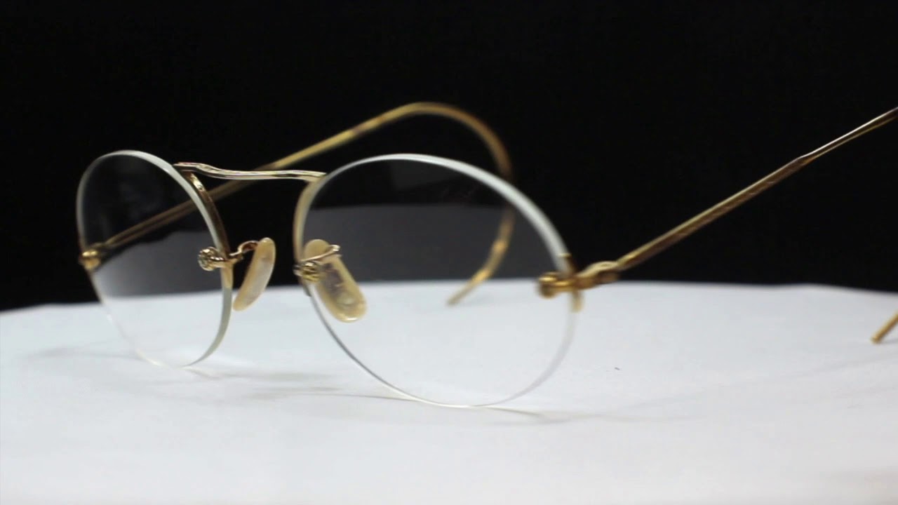Mens Vintage Eyewear: Antique 3 Piece Rimless 40s & 50s Frame Four