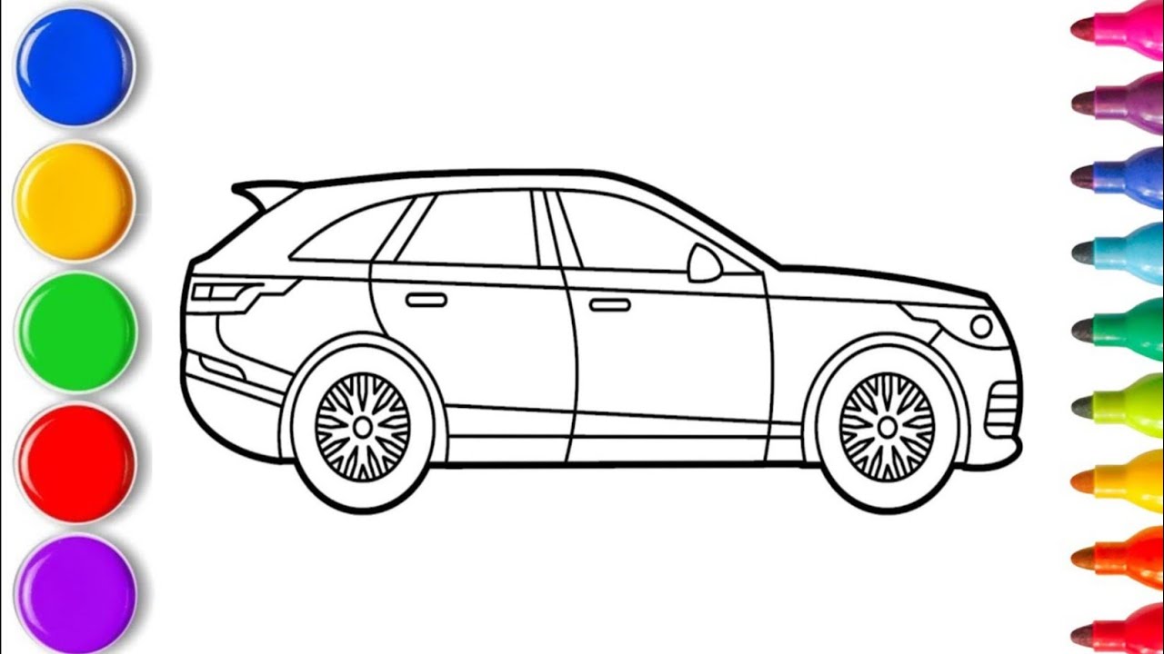 Range rover Car ๐ Painting and Coloring for Kids Toddlers How to draw ...