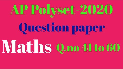 AP polycet 2020 maths paper explanation.