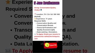 Conversation Quality Analyst Job   Hybrid Oct 8, 2025