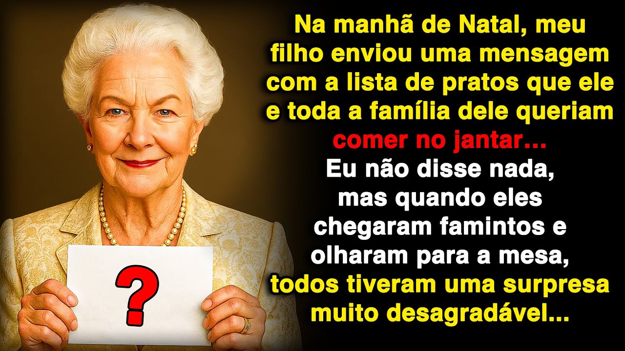 No Natal, meu filho mandou a lista dos pratos que minha nora queria para o jantar!