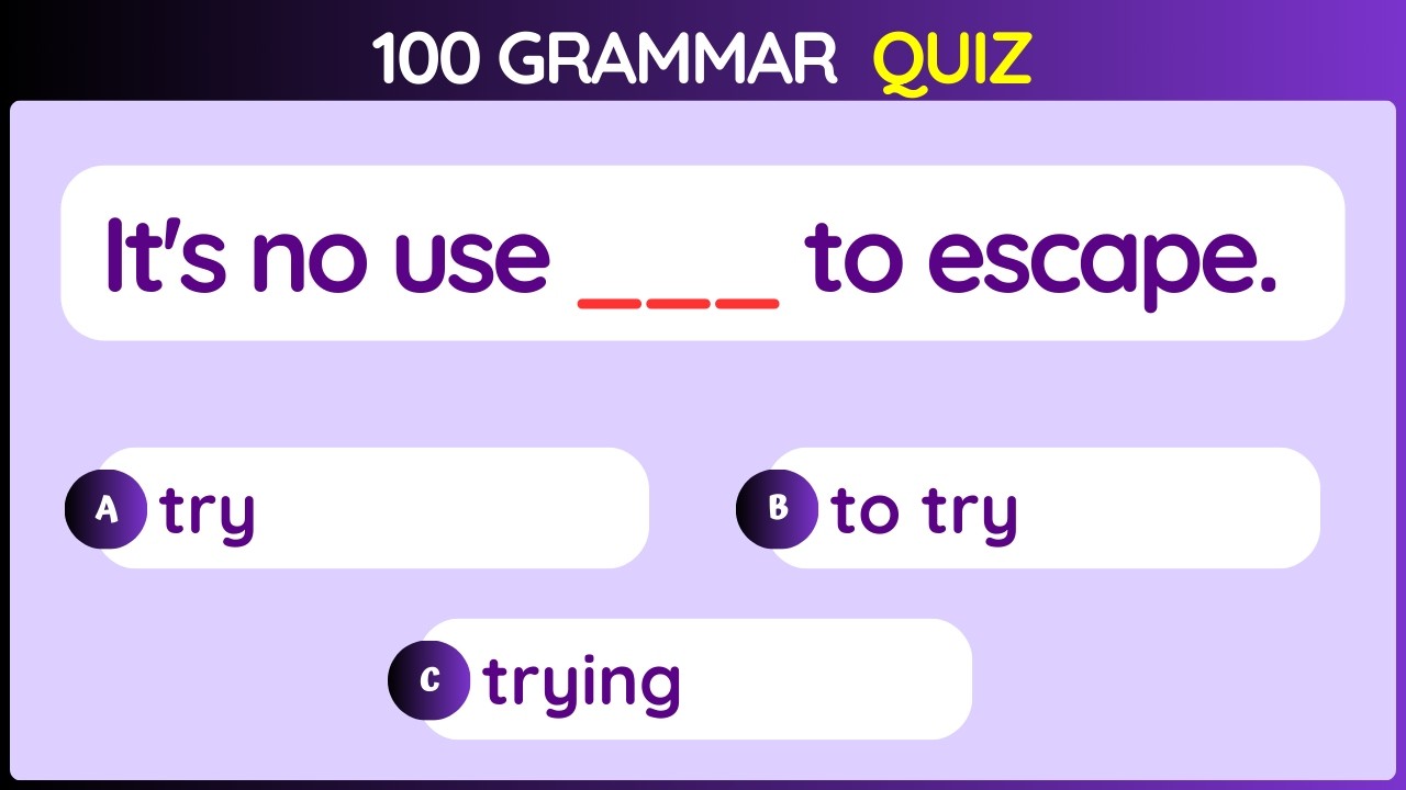 100 English UPPER-INTERMEDIATE Grammar Questions | English Grammar Test ...