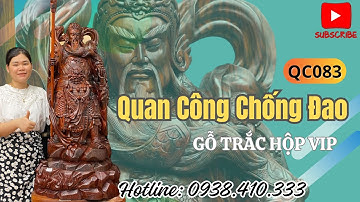 Tượng Quan Công Chống Đao Gỗ Trắc Hộp Cực Hiếm Đục Tay Tinh Xảo | Hotline 0938410333