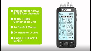 AUVON AS8016- 4 Outputs TENS Unit EMS Muscle Stimulator Machine ONLY(Black)