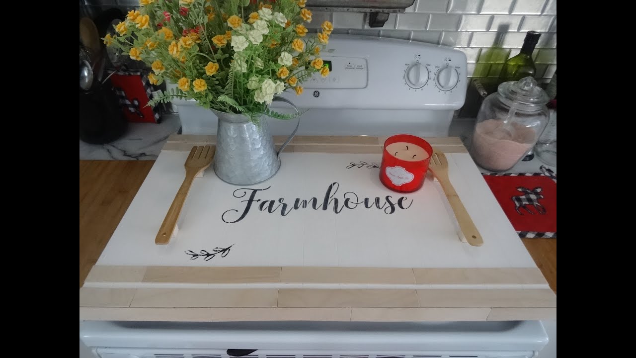 OMG Dollar Tree Farmhouse DIY STOVE TOP COVER LOOK How I Used These