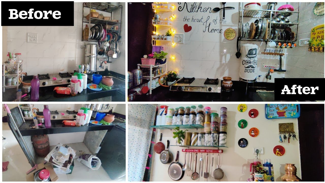 Extremely Small Non Modular Kitchen Makeover under 1000rs |Indian Non Modular Kitchen Makeover | DIY