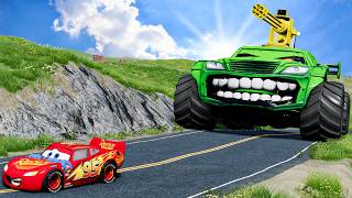 Giant TANK TRUCK VS Cars Lightning McQueen Escape Monster Beamng.Drive screenshot 5