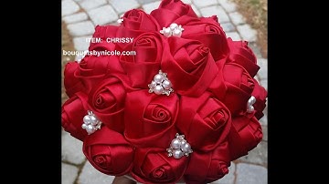 #1 DIY How to make Brooch Bridal Bouquet Fabric Flowers  No Wires Easy Chrissy $39.99