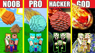 Minecraft Battle: METEOR HOUSE BUILD CHALLENGE - NOOB vs PRO vs HACKER vs GOD / Animation PLANET