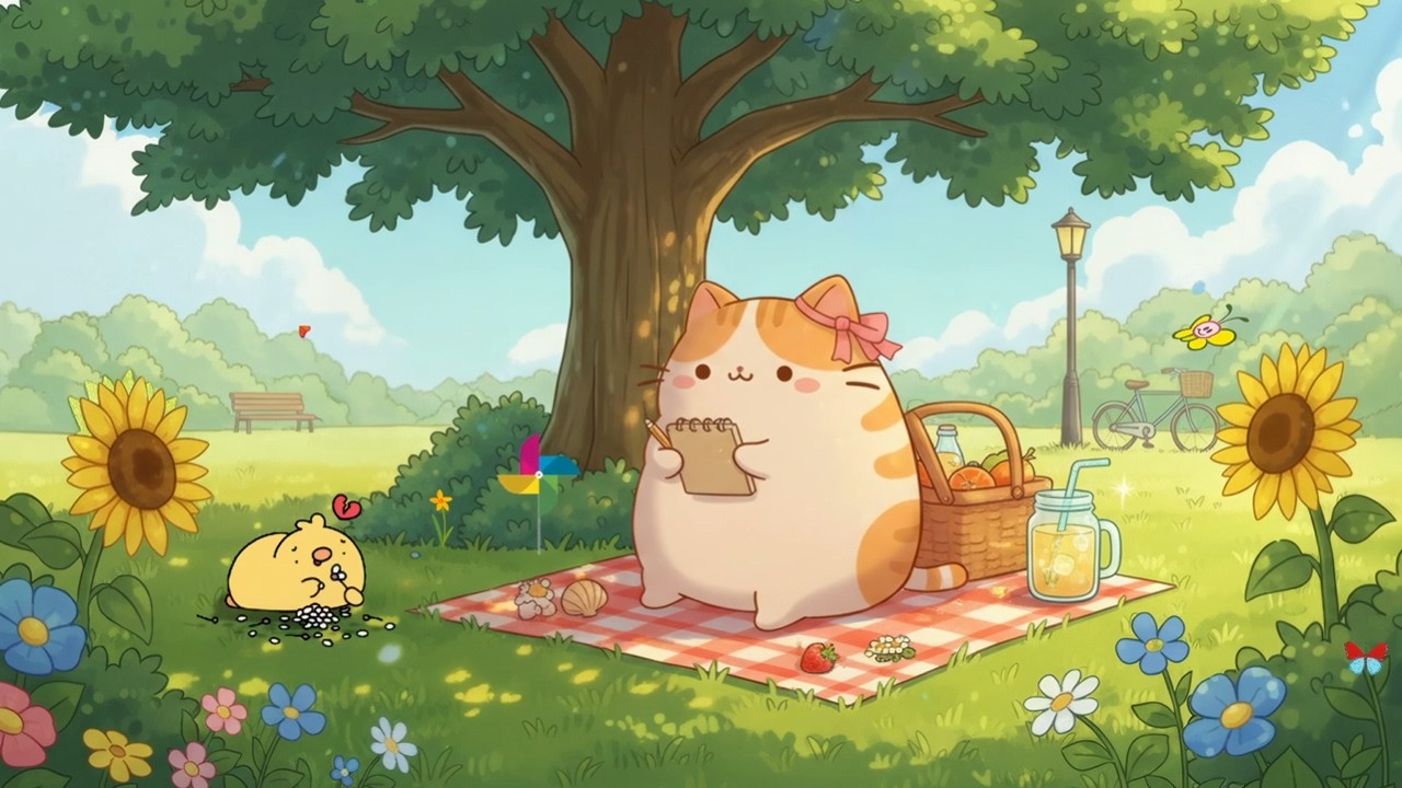 Mochi’s Sunny Picnic Under the Tree 🌳 Chill Lofi Beats for Studying & Relaxing in the Park ☀️🎧