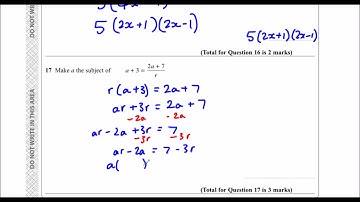 Edexcel Sample Paper 1H Question 17 - Changing the Subject of a Formula