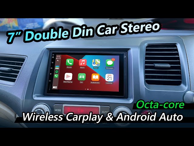 7 Inch Android Double Din Car Stereo Wireless CarPlay & Wireless Android  Auto,2+32G Touchscreen Car Radio Receiver with Dual Bluetooth,Live Rearview